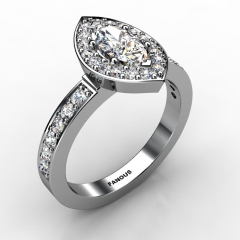 18k White Gold Engagement Ring 0.528ct - 1002368-18kw